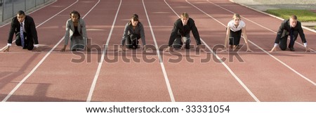 Business people at starting line