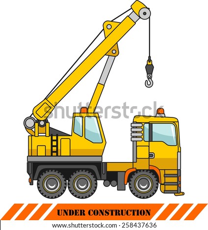 Detailed illustration of crane, heavy equipment and machinery