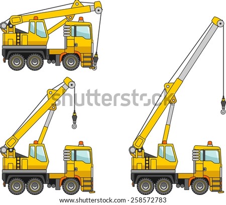 Detailed illustration of cranes, heavy equipment and machinery