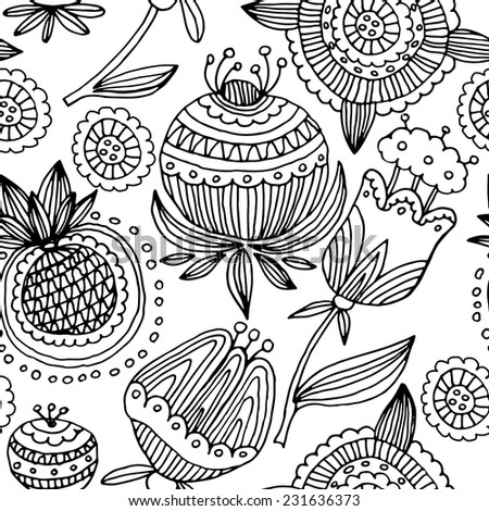 Seamless pattern with flowers white 2
