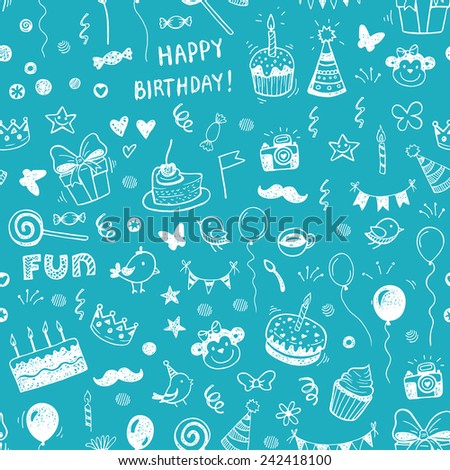 Happy birthday seamless hand drawn background pattern in vector Happy birthday seamless hand drawn background pattern in vector