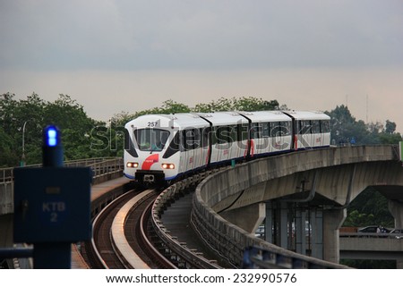 Kuala Lumpur, Malaysia - April 5, 2013: Rapid KL, operated by Rapid Rail, provides monorail service network for 56 kilometers long with 60 stations in Kuala Lumpur, Malaysia.