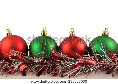 Red and Green Christmas Ornament on White Background