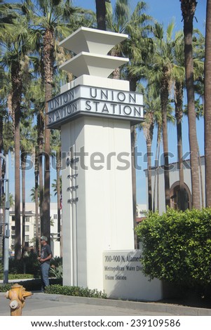 Los Angeles, California, USA - November 22, 2014: LA Union Station, a major transportation hub for Southern California, is the largest railroad passenger terminal in the Western United States.