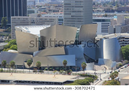 Los Angeles, California, USA - August 14, 2015: The Walt Disney Concert Hall, the fourth hall of the Los Angeles Music Center, serves as home of the Los Angeles Philharmonic orchestra.