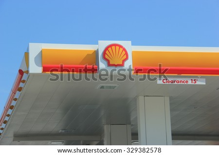 Los Angeles, California - October 7, 2015: Royal Dutch Shell Plc or Shell is an Anglo-Dutch multinational oil and gas company. It is the fourth largest company as of 2014, in term of revenue.