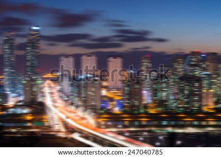 South Korea skyline with blur motion.