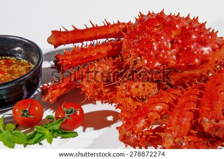 King crab, Food crab of legs, alaska food.