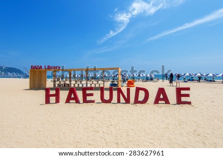 BUSAN, SOUTH KOREA - JUNE 1: Haeundae beach one of the popular beaches of Busan on June 1, 2015 in Busan, South Korea.