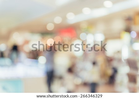 shopping mall blur background with bokeh vintage style