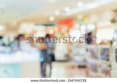 shopping mall blur background with bokeh vintage style
