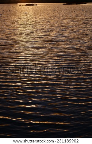 Ripples on water surface during sunset with vegetation in the background