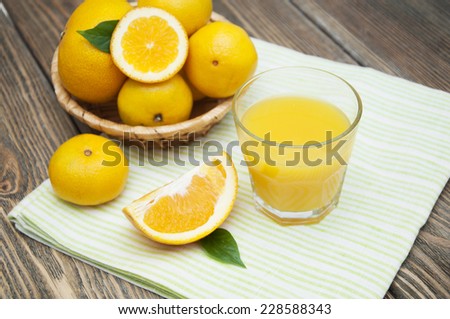 Orange juice freshly squeezed from fresh fruits