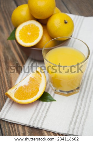 Orange juice freshly squeezed from fresh fruits
