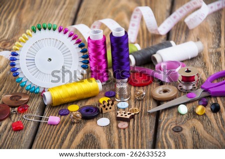 Set of different sewing accessories - sewing background