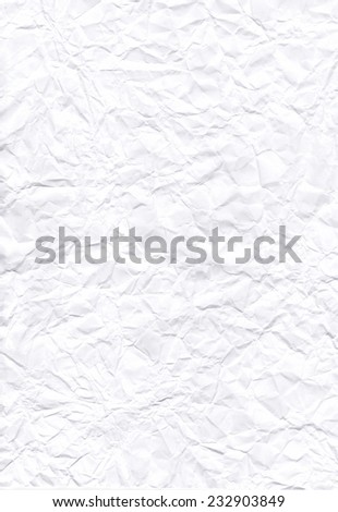 Wrinkled paper texture or background.  Texture of crumpled paper.  White paper sheet.
