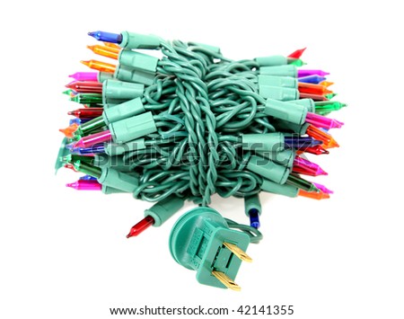 wrapped in christmas lights photography. stock photo : Multicolored Christmas lights wrapped