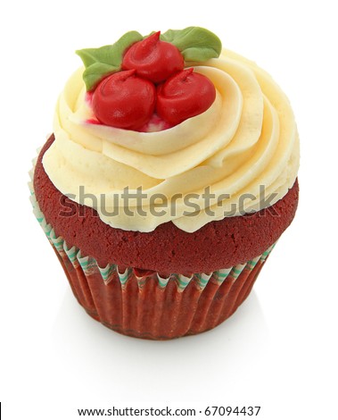 Red Velvet Cupcake Isolated On White Background