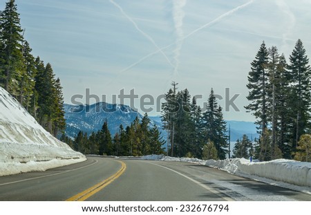 Lake Tahoe road, California.
