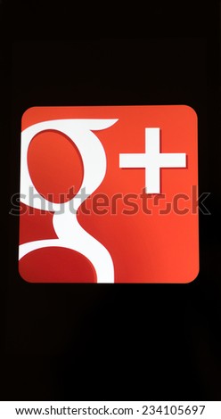 MOUNTAIN VIEW CA USA NOV 17 2014 Closeup photo of Google plus icon on a mobile phone screen Gmail is a social networking service by Google MOUNTAIN VIEW CA USA NOV 17 2014 Closeup photo of Google plus icon on a mobile phone screen Gmail is a social networking service by Google