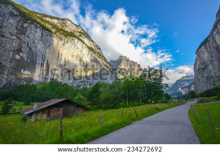 Amazing view of Lauterbrunnen valley, Switzerland.