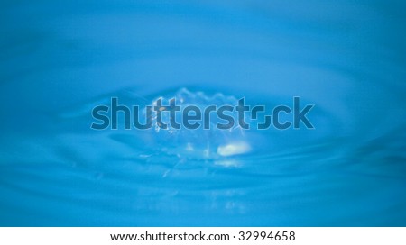 A drop fallen in a very blue water
