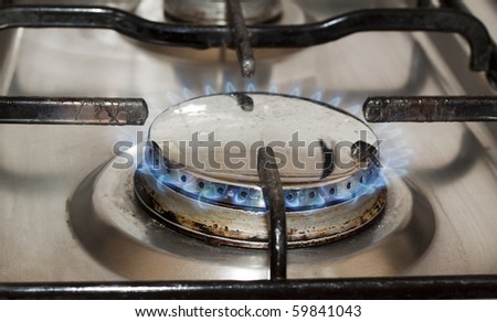 Closeup of metal gas stove without fire