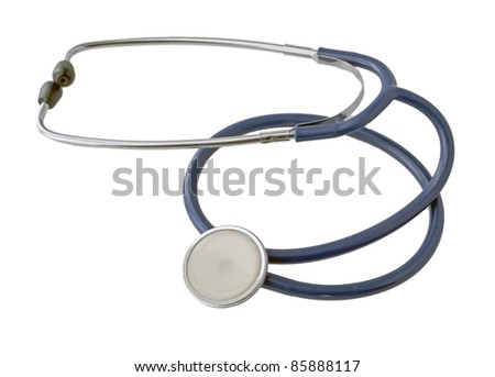 Blue stethoscope isolated over white background