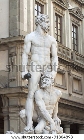 Statue of Hercules and Caco of Baccio Bandinelli, piazza della Signoria in Florence, Italy