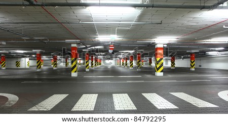 under ground car park in the city