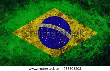 Grunge and dirty of Brazil flag,vintage retro