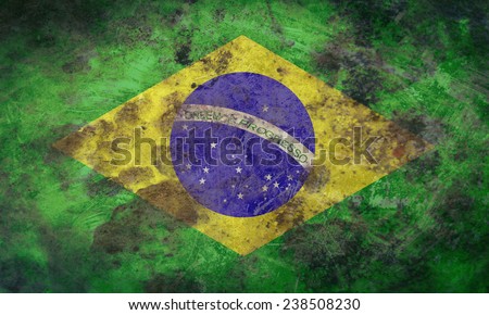 Grunge and dirty of Brazil flag,vintage retro