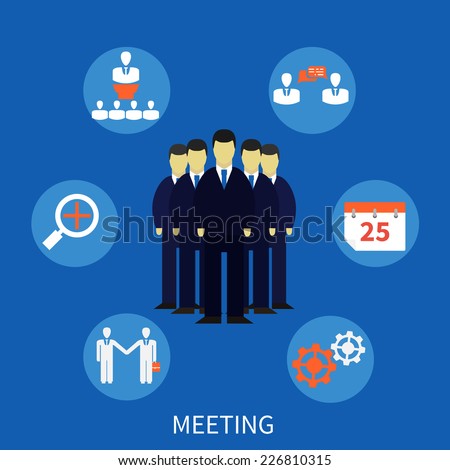 Business concept flat icons meeting for infographics design web