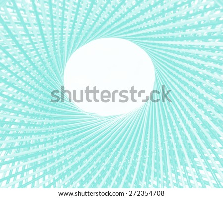 Weave pattern circle and hole in the middle of bamboo background  process in tinted photo in blue tone