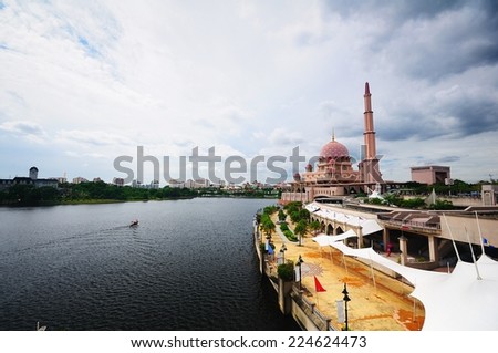 Malaysia River . Malaysia river view, on the right of the river is Islam worship place.