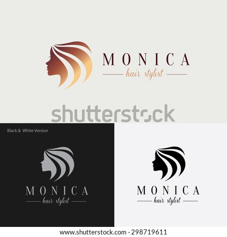 Woman\'s face and hair. Abstract design concept for beauty salon, massage, cosmetic and spa. Vector logo design template.