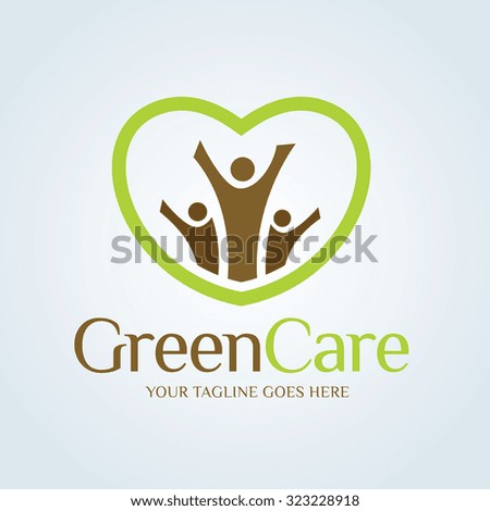Green Care logo,People Logo,Family logo,love logo,Vector Logo Template