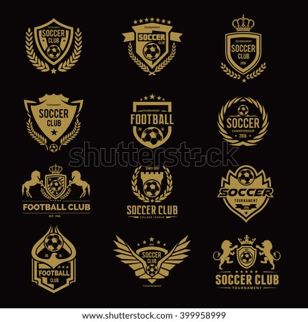 Set Of Soccer Football Logo Template. Stock Vector Illustration