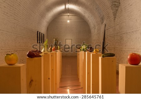 ROME, ITALY - OCTOBER 01, 2013: A view of the exibitation space of the art show \