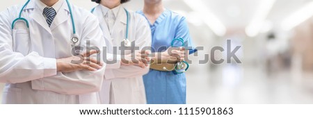 Medical doctors and surgeon professional team with clinic background for healthcare, nursing care teamwork, hospital ER surgical service and patient trust concept
