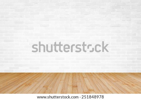 white brick wall with wooden floor background