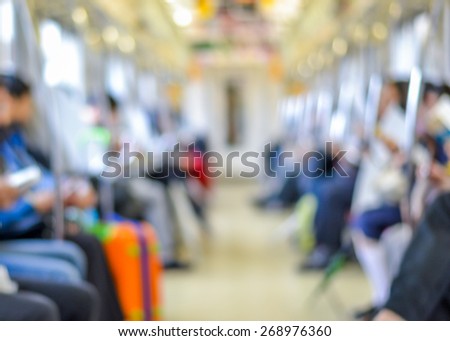 Blurred abstract background of Tokyo metropolitan electric train with commuters