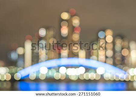 Blurred abstract background of city night light with bokeh at Etai Dori bridge in Tokyo