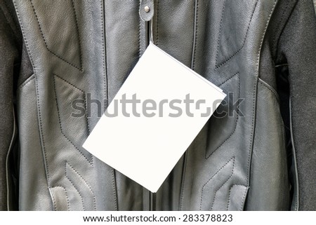 motorcycle leather jacket with white tag