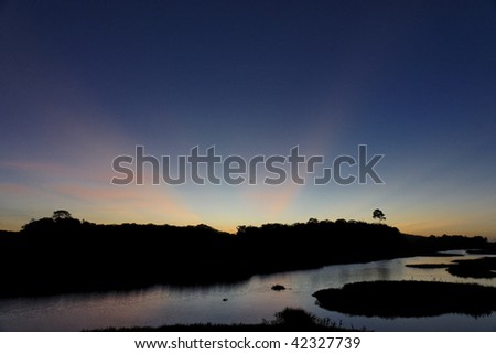 the last rays of sun, marshes Kaw in French Guyana