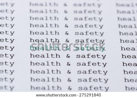 Health & Safety text type highlighted green amongst similar black text