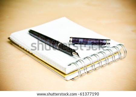 Fountain pen notebook in composition in color
