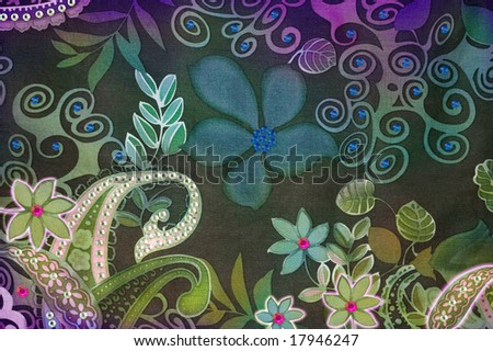 Jungle print of leaves and flowers with sequins