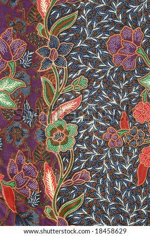 stock photo : Purple batik sarong with floral motif
