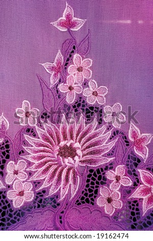 Purple Kebaya Cloth With intricate embroidery of Flowers